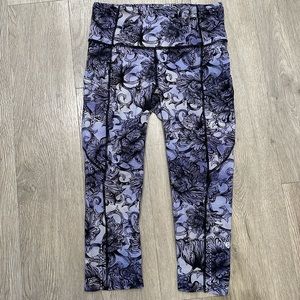 Purple Floral Pocket Leggings 23”